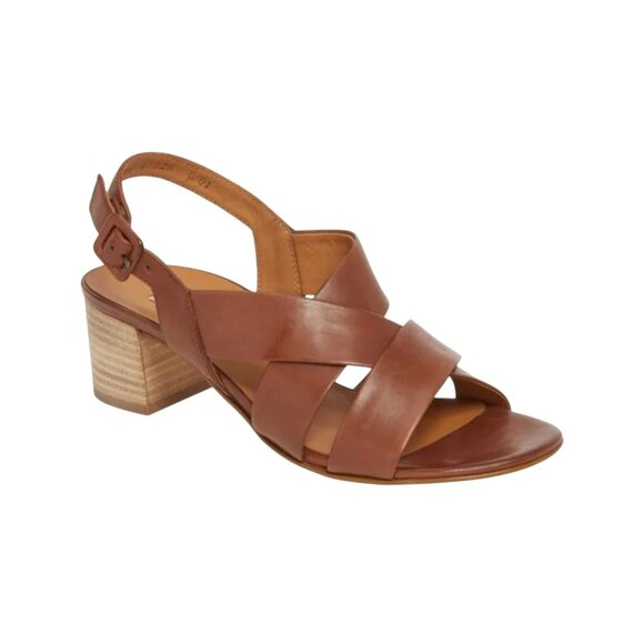 Paul Green Reese Slingback Womens 9 Brown Leather Sandals Criss Cross Straps - Picture 1 of 16